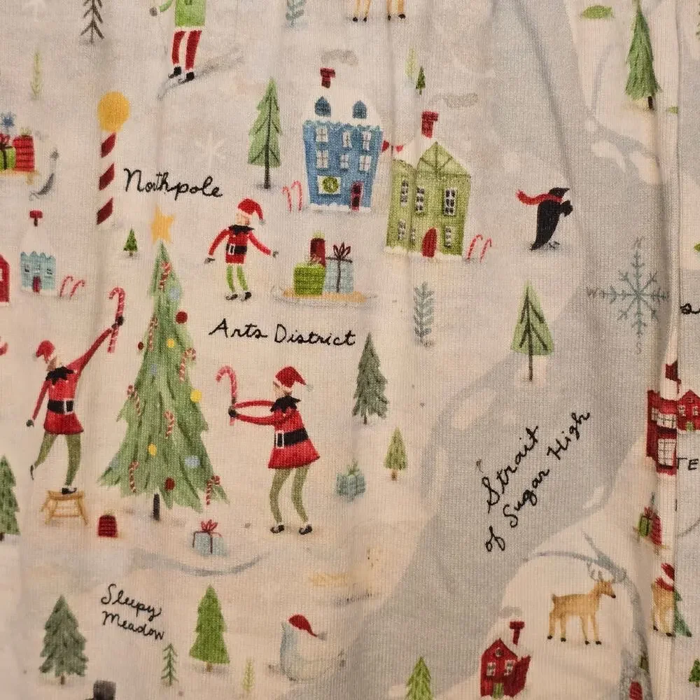 Pottery Barn Big Kids Two Piece Christmas Holiday Pajama Set Large North Pole